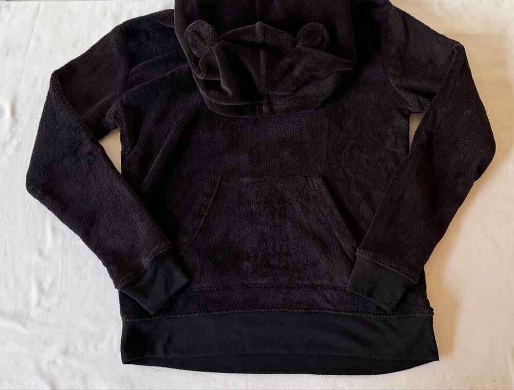 SO Intimates Black Teddy Sherpa Pullover Sweater w/ Bear Ears Juniors Size Small